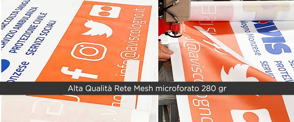 Banner in PVC microforato di 280 gr