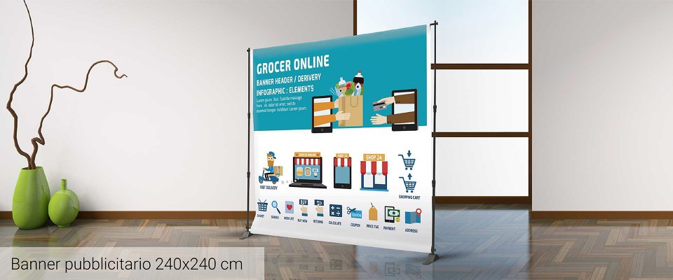 Banner a parete telescopico espositore telescopico 240x240 cm banner con telaio banner 240 x 240 cm espositori per negozi allestimento stand