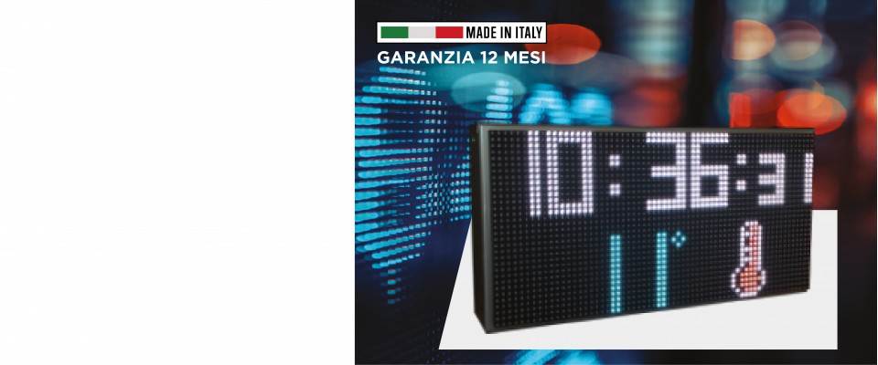 Led Display Orologio Ora Data Meteo Monofacciale multicolore a 7 colori  78x27 cm leggibile sino a 100 mt