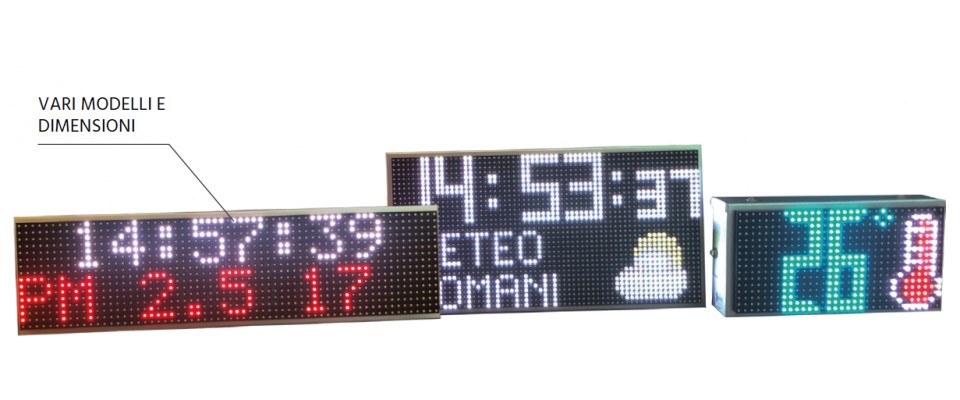 Led Display Orologio Ora Data Meteo Monofacciale multicolore a 7 colori  78x27 cm leggibile sino a 100 mt