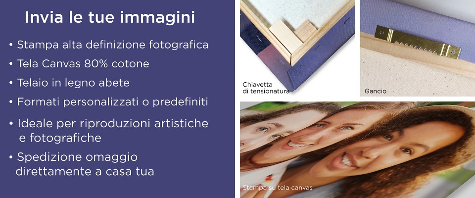 Gruppo Veneziano - Quadro personalizzato con foto - Stampa su Tela Canvas -  personalizza il tuo quadro con foto e/o testo - compreso di cornice in  legno - 100% Made in Italy. 